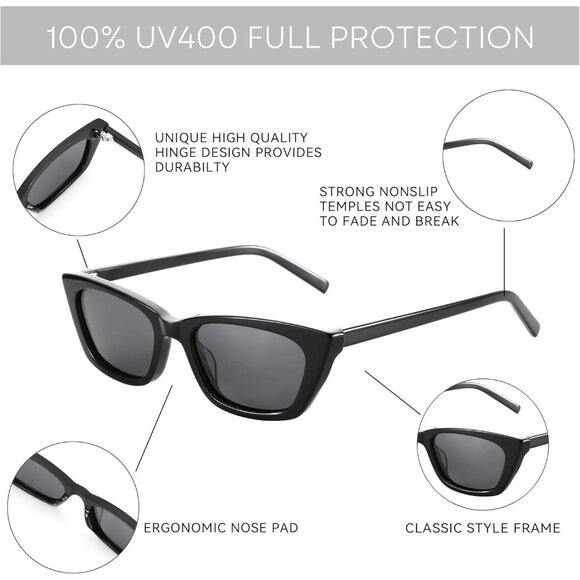 ✨Women's Black Trendy Polarized Retro Cateye Shades with Protection Sunglasses - Picture 5 of 6